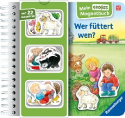 Buchcover und Innenansicht für das Buch: Mein großes Magnetbuch - Wer füttert wen?
