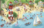 Buchcover und Innenansicht für das Buch: Wir fahren weg! Das Ferien-Wimmelbuch