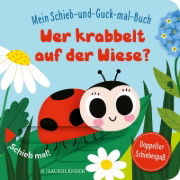 Buchcover und Innenansicht für das Buch: Mein Schieb & Guck-mal-Buch: Wer krabbelt auf der Wiese?