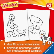 Buchcover und Innenansicht für das Buch: Spiel & Spaß - Mein allererster Malblock: Bauernhof