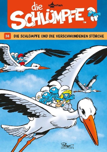 Buchcover und Innenansicht für das Buch: Die Schlümpfe 38. Die Schlümpfe und die verschwundenen Störche