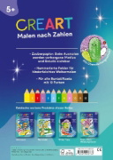 Buchcover und Innenansicht für das Buch: CreArt Malen nach Zahlen ab 5 - Zauberpapier: Kawaii Süße Freunde