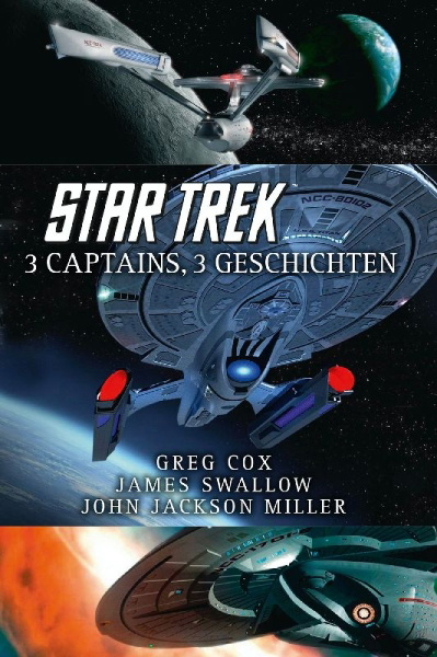 Buchcover und Innenansicht für das Buch: Star Trek - 3 Captains, 3 Geschichten