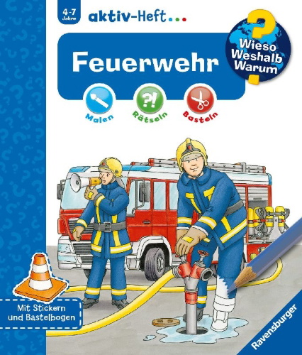 Buchcover und Innenansicht für das Buch: Wieso? Weshalb? Warum? aktiv-Heft: Feuerwehr