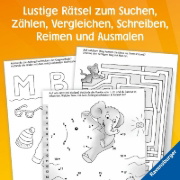 Buchcover und Innenansicht für das Buch: Spiel & Spaß - Vorschul-Rätselspaß für unterwegs