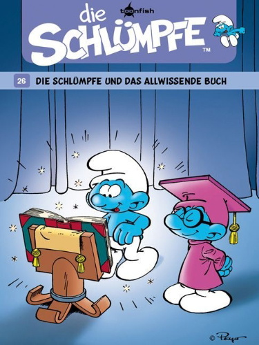 Buchcover und Innenansicht für das Buch: Die Schlümpfe 26. Die Schlümpfe und das allwissende Buch