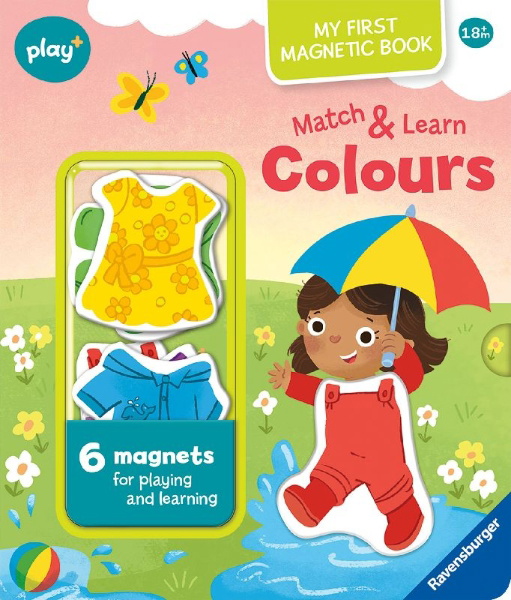 Buchcover und Innenansicht für das Buch: Play+ My first Magnetic Book: Match and Learn Colours