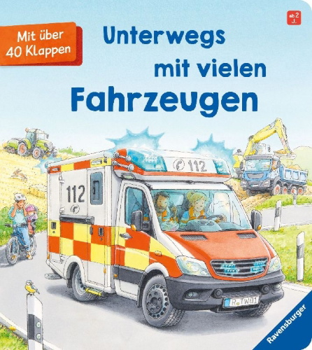 Buchcover und Innenansicht für das Buch: Unterwegs mit vielen Fahrzeugen