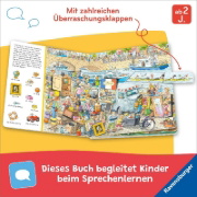 Buchcover und Innenansicht für das Buch: Mein Sachen suchen Wimmelbuch: In der Stadt