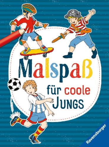 Buchcover und Innenansicht für das Buch: Malspaß für coole Jungs ab 4 Jahren