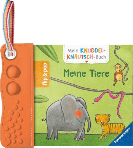 Buchcover und Innenansicht für das Buch: Mein Knuddel-Knautsch-Buch: flip&pop. Meine Tiere
