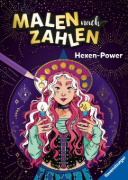 Buchcover und Innenansicht für das Buch: Malen nach Zahlen - Hexen-Power