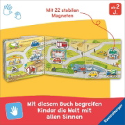 Buchcover und Innenansicht für das Buch: Mein großes Magnetbuch - Wer fährt wohin?