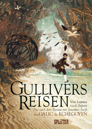 Buchcover und Innenansicht für das Buch: Gullivers Reisen: Von Laputa nach Japan (Graphic Novel)