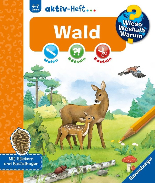 Buchcover und Innenansicht für das Buch: Wieso? Weshalb? Warum? aktiv-Heft: Wald