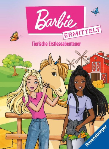 Buchcover und Innenansicht für das Buch: Barbie ermittelt. Tierische Erstleseabenteuer