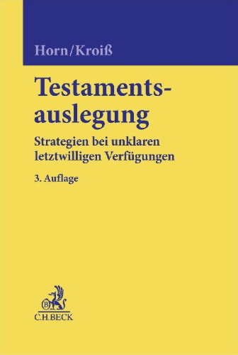 Buchcover und Innenansicht für das Buch: Testamentsauslegung