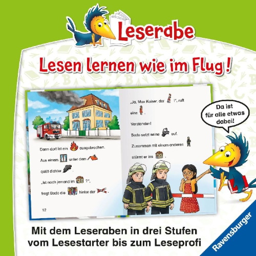 Buchcover und Innenansicht für das Buch: Leserabe - Vor-Lesestufe - Feuerwehrgeschichten