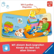 Buchcover und Innenansicht für das Buch: ministeps: Mein erstes Magnetbuch: Wer spielt womit? Meine Welt