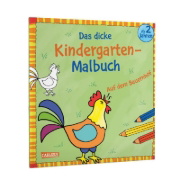 Buchcover und Innenansicht für das Buch: Ausmalbilder für Kita-Kinder: Das dicke Kindergarten-Malbuch: Auf dem Bauernhof
