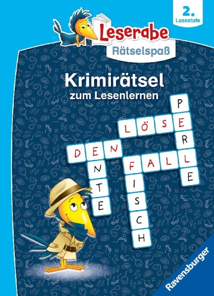 Buchcover und Innenansicht für das Buch: Leserabe - Rätselspaß - Krimirätsel zum Lesenlernen, 2. Lesestufe