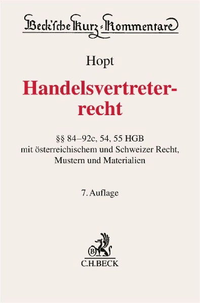 Buchcover und Innenansicht für das Buch: Handelsvertreterrecht