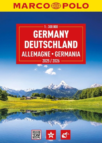 Buchcover und Innenansicht für das Buch: MARCO POLO Reiseatlas 2025/2026 Deutschland 1:300.000
