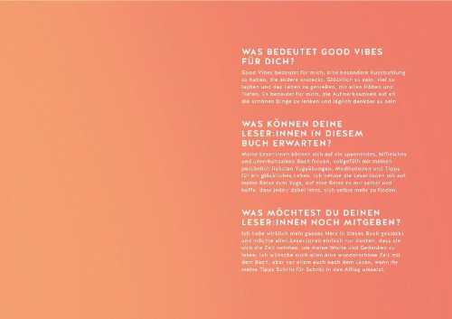 Buchcover und Innenansicht für das Buch: Good Vibes Yoga