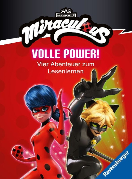 Buchcover und Innenansicht für das Buch: Miraculous - Volle Power! Vier Abenteuer zum Lesenlernen