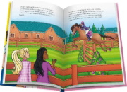 Buchcover und Innenansicht für das Buch: Barbie - Du kannst alles sein! Barbie als Turnierreiterin, Forscherin und Pilotin. Drei Geschichten zum Vorlesen