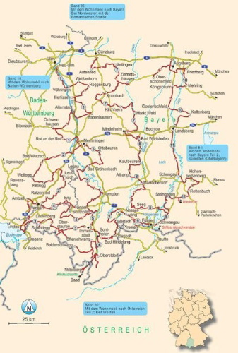 Buchcover und Innenansicht für das Buch: Mit dem Wohnmobil ins Allgäu
