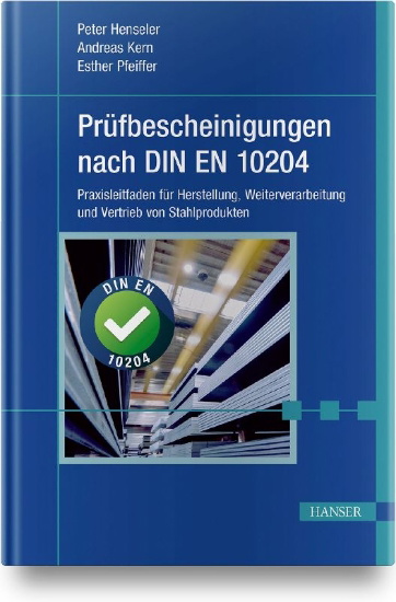 Buchcover und Innenansicht für das Buch: Prüfbescheinigungen nach DIN EN 10204