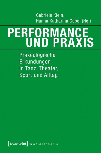 Buchcover und Innenansicht für das Buch: Performance und Praxis