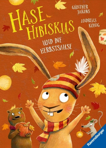 Buchcover und Innenansicht für das Buch: Hase Hibiskus und die Herbstsause