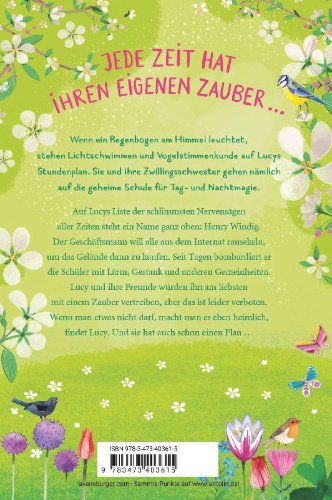 Buchcover und Innenansicht für das Buch: Die Schule für Tag- und Nachtmagie, Band 4: Der geheime Rettungszauber