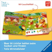 Buchcover und Innenansicht für das Buch: Mein großes Lichter-Wimmelbuch: Auf dem Bauernhof