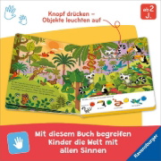 Buchcover und Innenansicht für das Buch: Mein großes Lichter-Wimmelbuch - Im Dschungel