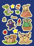 Buchcover und Innenansicht für das Buch: Jan & Henry: Der große Glow-in-the-Dark-Stickerspaß