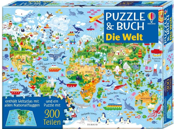 Buchcover und Innenansicht für das Buch: Puzzle und Buch: Die Welt