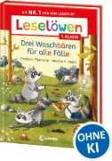 Buchcover und Innenansicht für das Buch: Leselöwen 1. Klasse - Drei Waschbären für alle Fälle