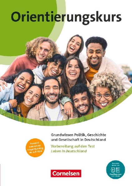 Buchcover und Innenansicht für das Buch: Orientierungskurs A2/B1. Grundwissen Politik, Geschichte und Gesellschaft in Deutschland - Kursheft