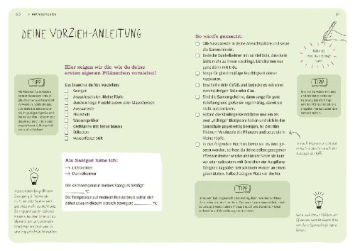 Buchcover und Innenansicht für das Buch: Dein Projekt. Dein Guide. Gärtnern mit Hochbeet