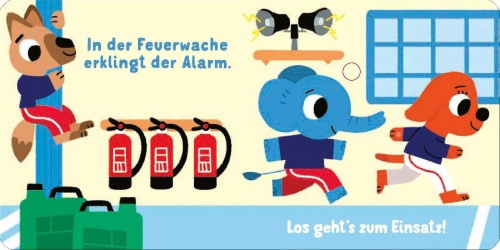 Buchcover und Innenansicht für das Buch: Hörst du die Feuerwehr?