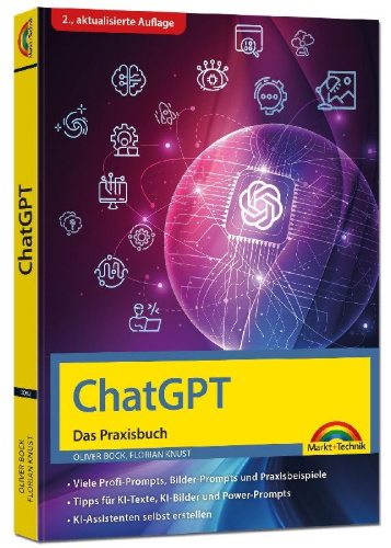Buchcover und Innenansicht für das Buch: ChatGPT - Das Praxisbuch
