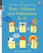 Buchcover und Innenansicht für das Buch: Mein Wisch-und-weg-Vorschulspaß: Erstes Addieren und Subtrahieren bis 10
