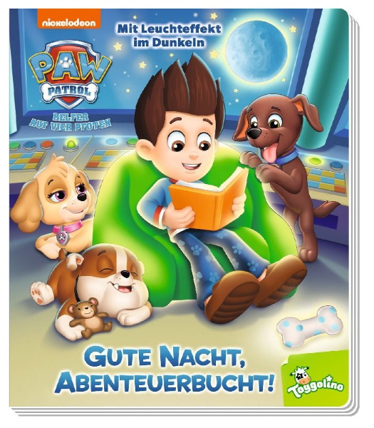 Buchcover und Innenansicht für das Buch: PAW Patrol: Gute Nacht, Abenteuerbucht!