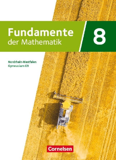 Buchcover und Innenansicht für das Buch: Fundamente der Mathematik 8. Schuljahr. Nordrhein-Westfalen - Schülerbuch