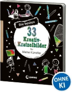 Buchcover und Innenansicht für das Buch: Die besten 33 Kreativ-Kratzelbilder für kleine Künstler