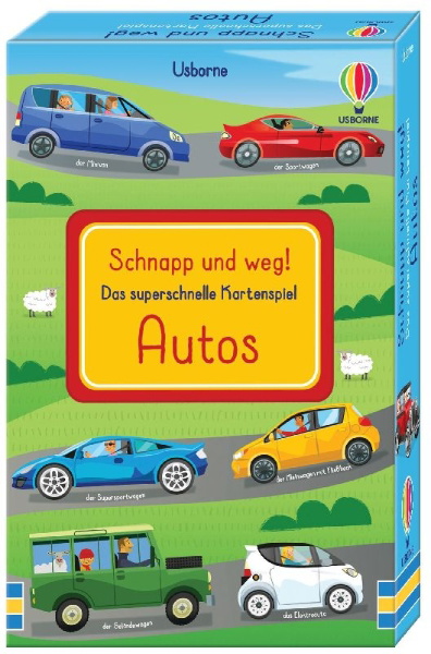 Buchcover und Innenansicht für das Buch: Schnapp und weg! Das superschnelle Kartenspiel: Autos