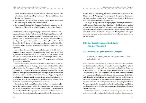Buchcover und Innenansicht für das Buch: Reggio-Pädagogik